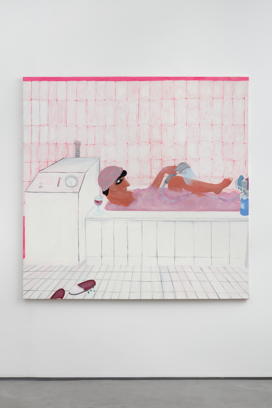Girl Taking a Bath, 2015  oil on hessian  180.2 x 180.2 x 2.5 cm / 71 x 71 x 1 in.