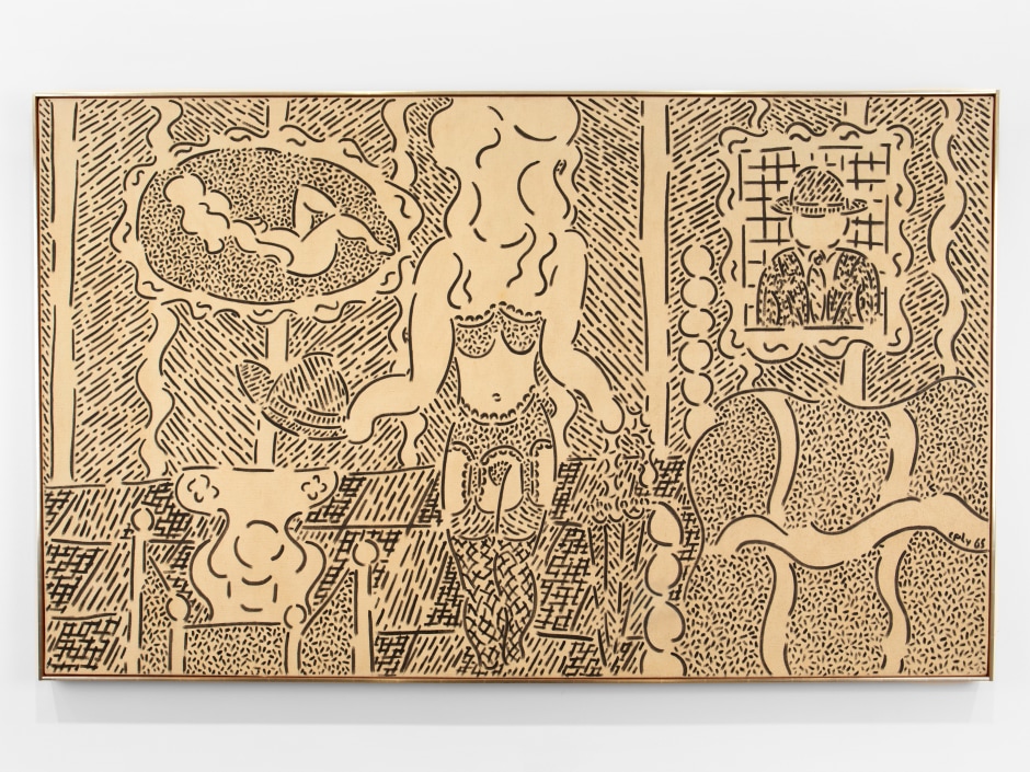 Philosophie dans le boudoir, 1965  acrylic on canvas  site size: 97 x 162.5 x 4 / 38 ¼ x 64 x 1 ⅝ in frame size: 98.6 x 164 x 4.5 / 38 ⅞ x 64 ⅝ x 1 ¾ in