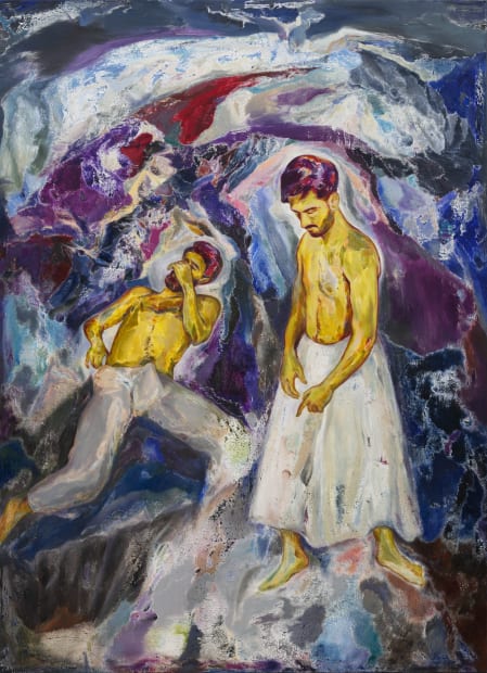 Kuldeep Singh, Oscillators, 2025, oil on canvas, 190.5 x 137.2 cm, 75 x 54 in © Kuldeep Singh, courtesy the artist