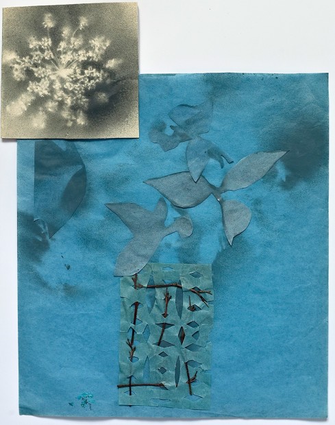 Lindsey Brown, Blue Cut-Out with Flower, 2010