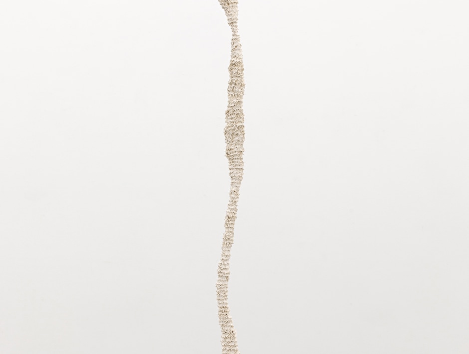 Sculpture by Stijn Ank: Stijn Ank, Untitled (20.2024), 2024, plaster, metal structure, 128,9 x 9,5 x 8,5 cm
