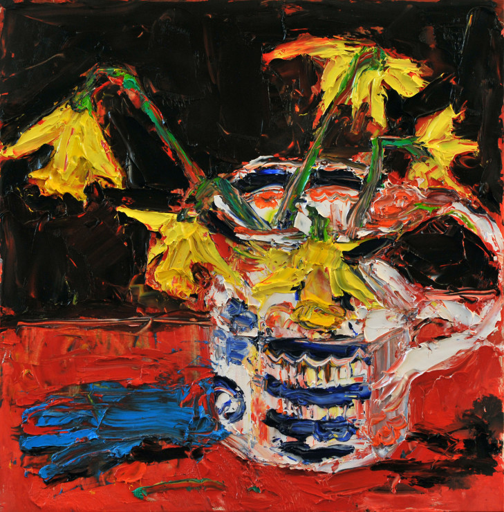 <span class="artist"><strong>Shani Rhys James</strong></span>, <span class="title"><em>Daffodils and glove</em>, 2018</span>