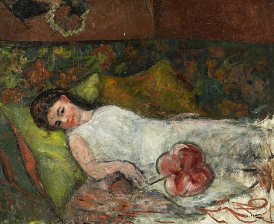 <span class="artist"><strong>Emilie Charmy</strong></span>, <span class="title"><em>Jeune fille à l'éventail</em>, c. 1898-1900</span>