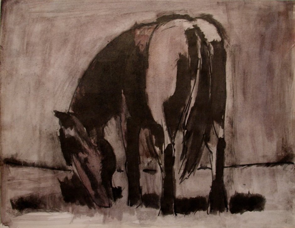 <span class="artist"><strong>Josef Herman</strong></span>, <span class="title"><em>Horse grazing</em>, 1960</span>