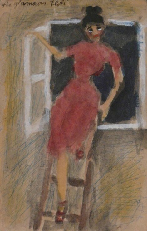 <span class="artist"><strong>Peter Potworowski</strong></span>, <span class="title"><em>Woman on ladder</em>, 1948</span>