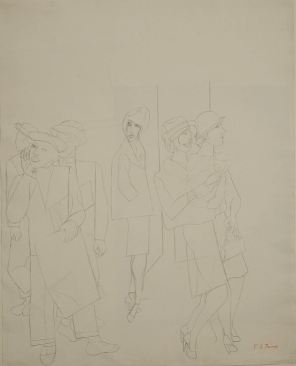 <span class="artist"><strong>Edward Burra</strong></span>, <span class="title"><em>Street scene</em>, c. 1934</span>