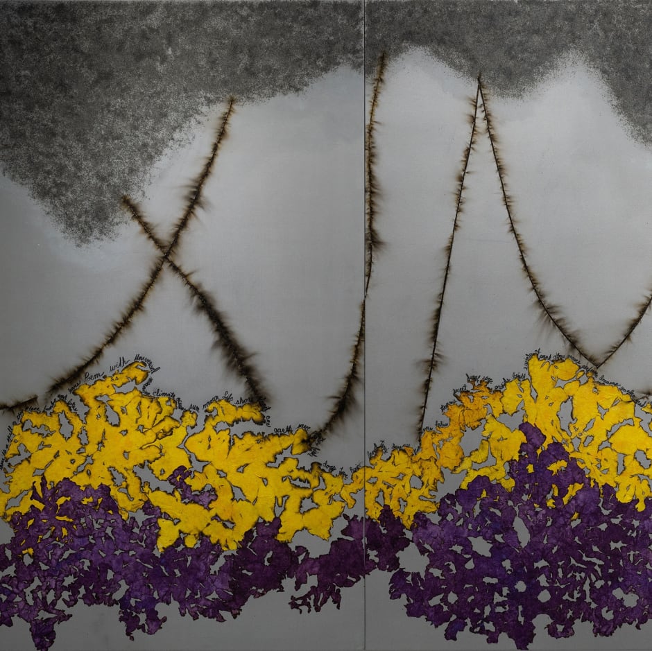 Detail of "Garden Storm" mixed media artwork by Mira Lehr