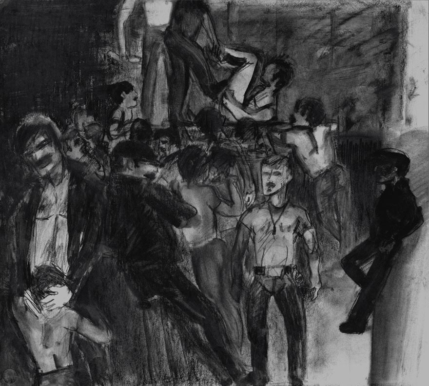 Image: Jimmy Wright  The Loft, 1975  signed and dated  graphite on paper  22 x 24 1/2 inches (55.9 x 62.2 cm)