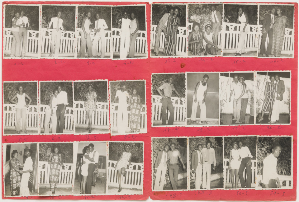 Image: Malick Sidibé  Baptême Tiékoro Bayoko le 28/8/71, 1971  numerical notations under each print; titled, dated, signed and initialed verso  collection of 23 vintage gelatin silver prints mounted on paper  12-1/2 x 19 inches