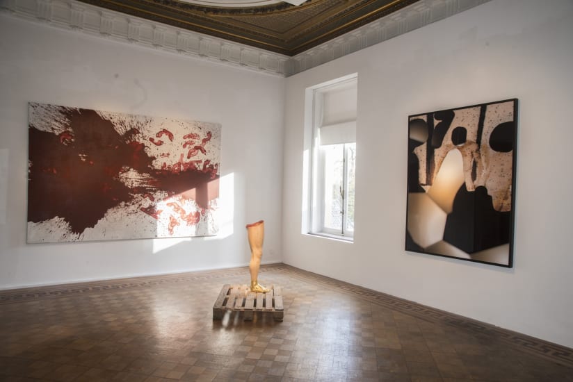 ''Dark Ages'' / exhibition view at Aeroplastics, Rue Blanche Str., 2015-2016 / works by Hermann NITSCH, John ISAACS, Daniele BUETTI