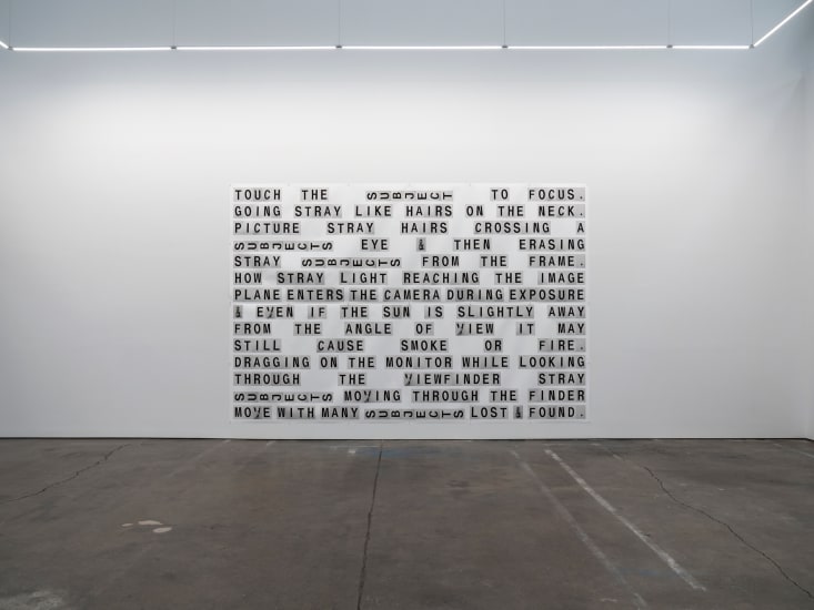 Shannon Ebner, WET WORDS IN A HOT FIELD, 2019, Installation view