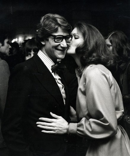 Ron Galella, Yves Saint Laurent and Lois Chiles attend Yves Saint Laurent Fashion Show at the Pierre Hotel, New York, November 5, 1974