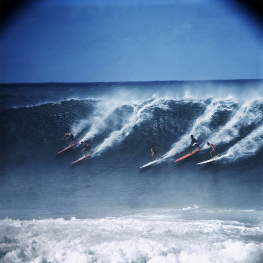 LeRoy Grannis, Crowded Wave, Waimea Bay, 1966