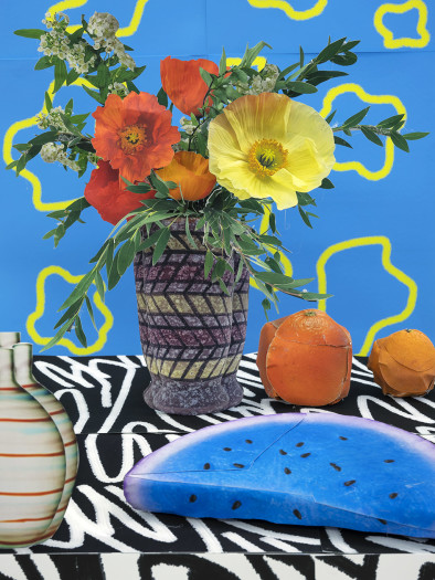 Daniel Gordon, Poppies with Blue Watermelon and Oranges, 2021