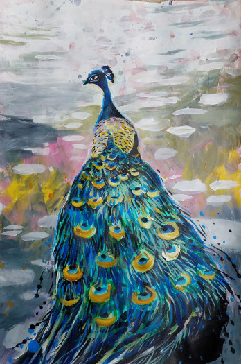 E. Tilly Strauss, Peacock in Dapple Light, 2019