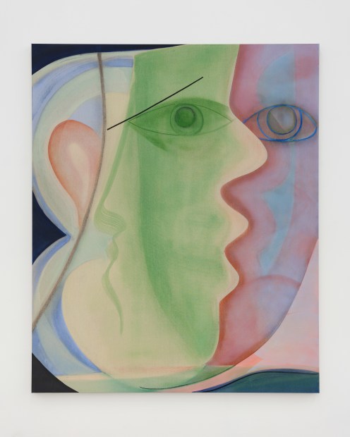 Aurelie Gravas, Double Face with Pink, Blue and a Green Eye, 2023