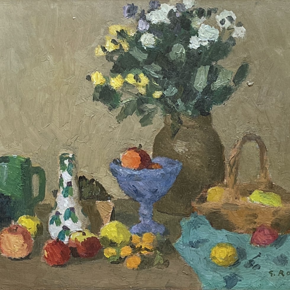 Still life with Fruit and Flowers-Goodridge Roberts