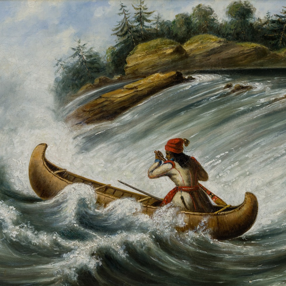 Shooting the Rapids at Lachine-Cornelius Krieghoff