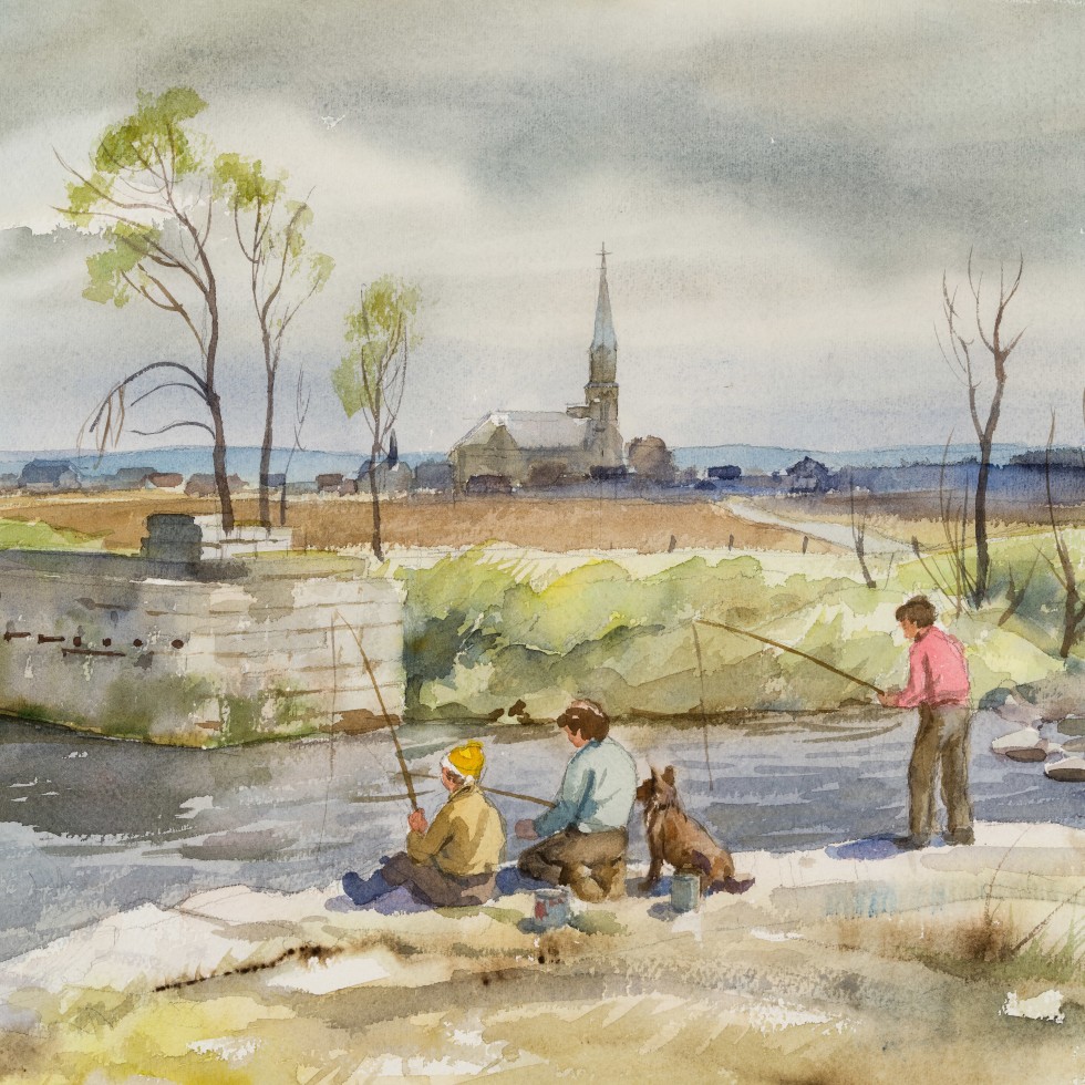 Fishing on the Canal - Pêche sur le canal-Henry J. Simpkins