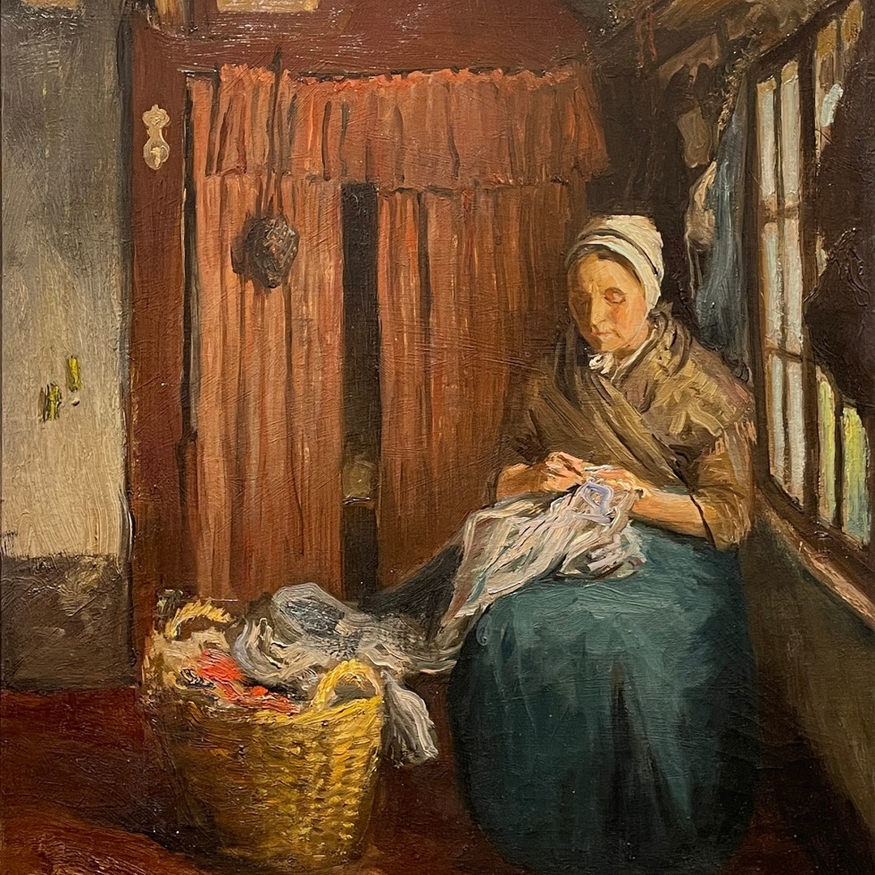 Interior Scene, Woman Knitting-Frederick Simpson Coburn