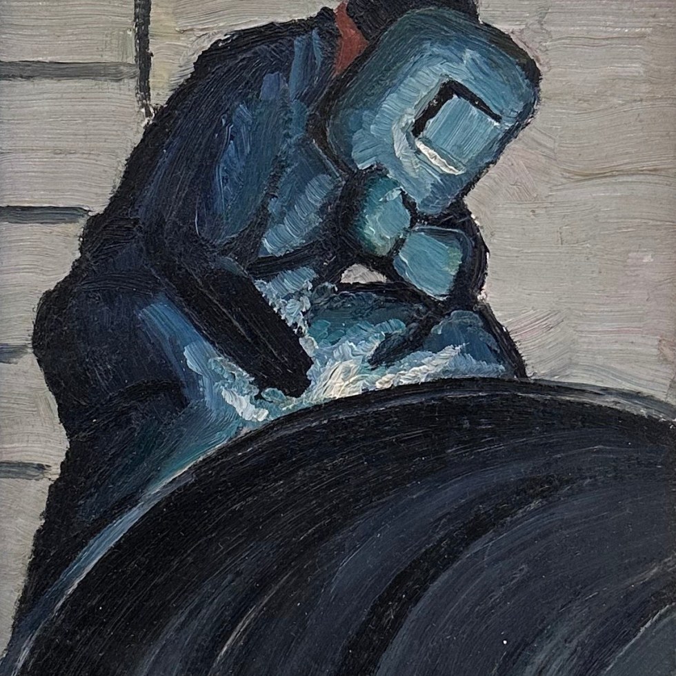 Welder on a Section Fan of a Kiln, Canadian Allis Chalmers, Lachine, Quebec-Frederick B. Taylor