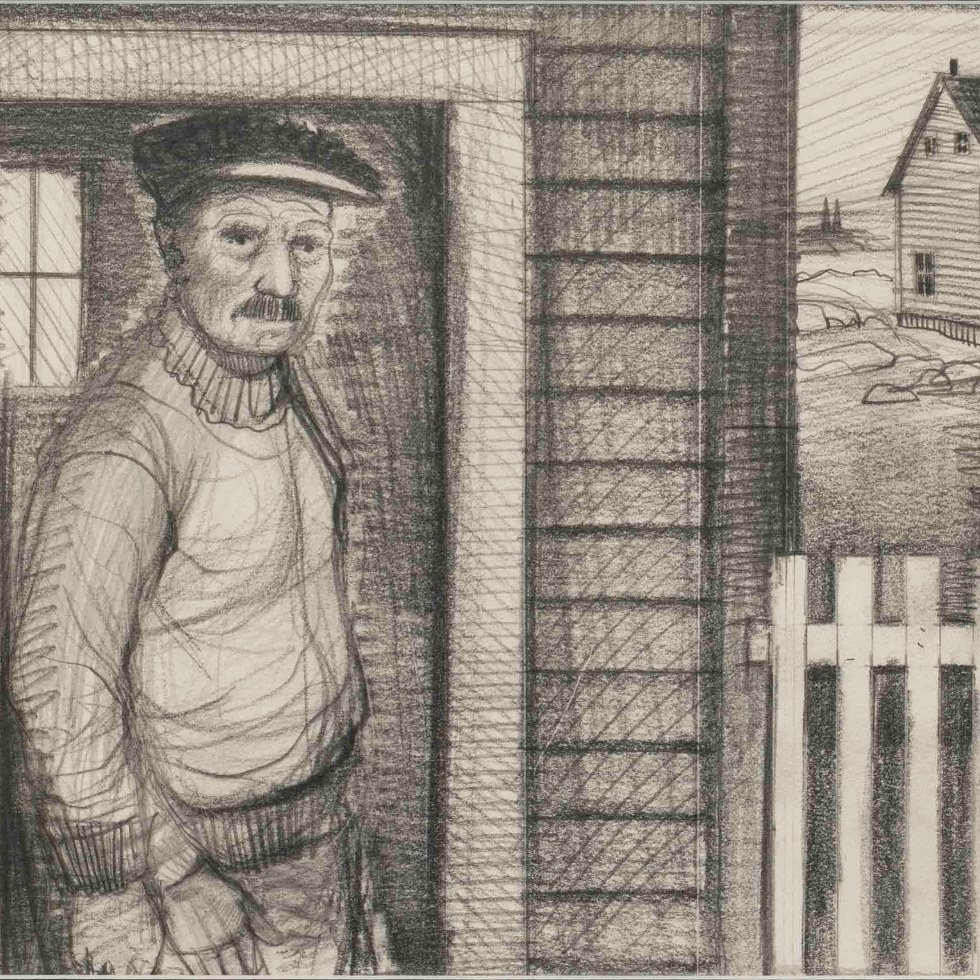 Sketch for Uncle Elias Feltham’s house on Bragg’s Island-David Blackwood