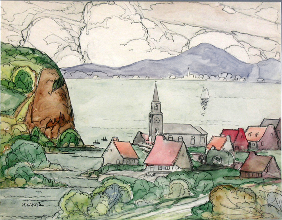 Marc-Aurèle Fortin, A.R.C.A. 1888-1970Saint-Siméon Watercolour 22” x 28”