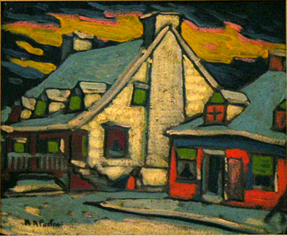 Marc-Aurèle Fortin, A.R.C.A. 1888-1970Vieilles maisons # 3648 Oil on panel 10” x 12”