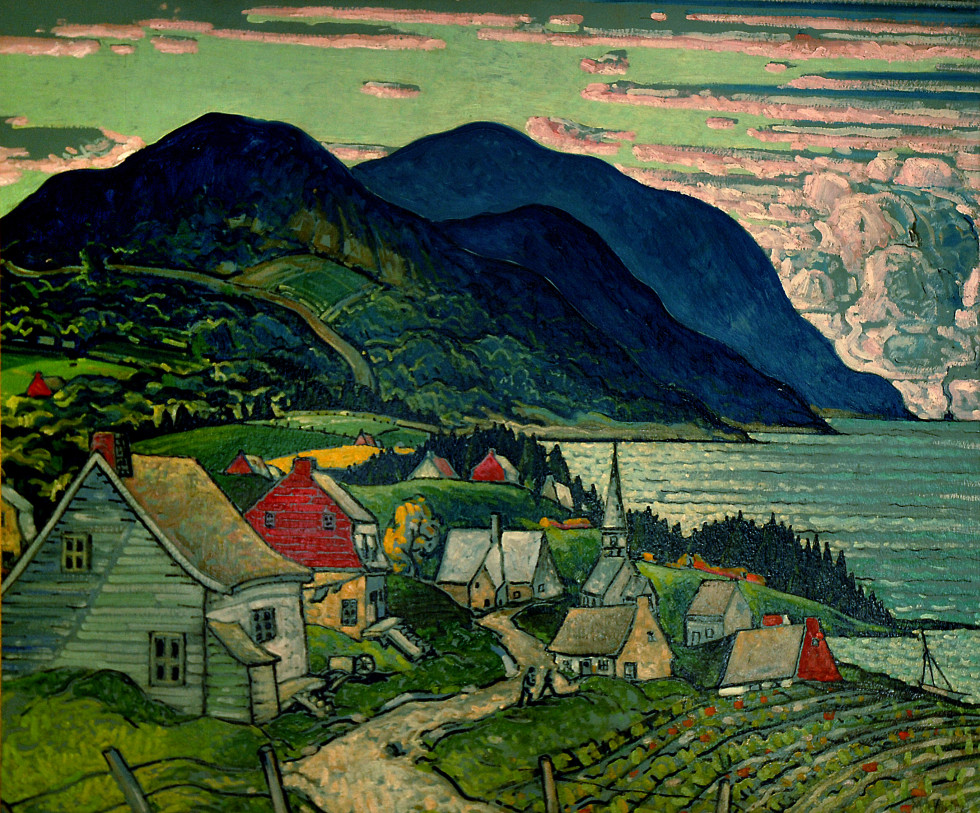 Marc-Aurèle Fortin Paysage à Saint-Siméon, 1938 Oil on cardboard 39 x 47 in 99.1 x 119.4 cm