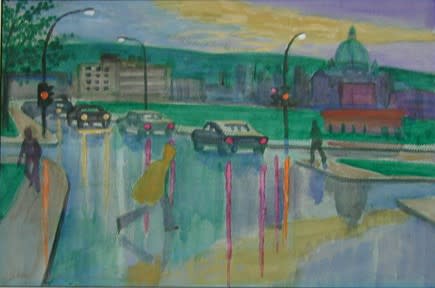 Philip Surrey, C.M., LL.D., R.C.A. 1910-1990Study for Decelles at Jean Brillant - Étude pour rue Decelles à Jean Brillant Oil on canvas 16 x 24 in 40.6 x 61 cm