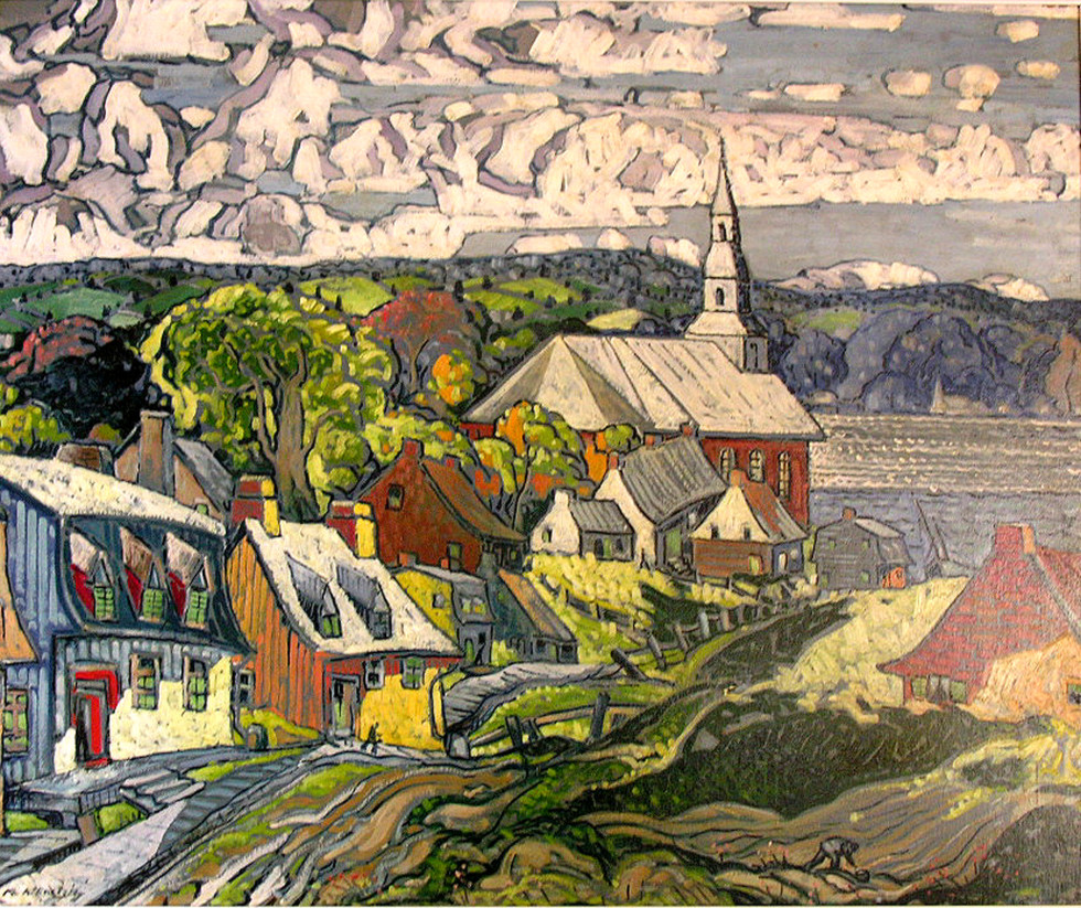 Marc-Aurèle Fortin Landscape, St. Laurent, Île d’Orléans, 1938 or 1939 Oil on hardboard 38 1/2 x 48 in 97.8 x 121.9 cm