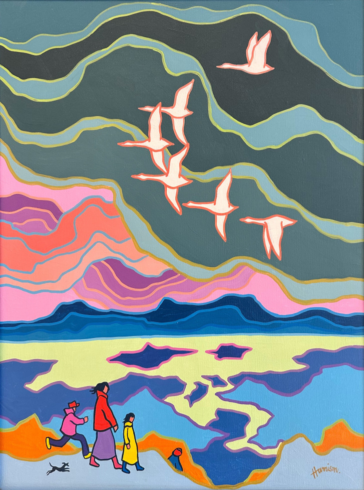 Edward Hardy 'Ted' Harrison, Geese in Flight, 1982